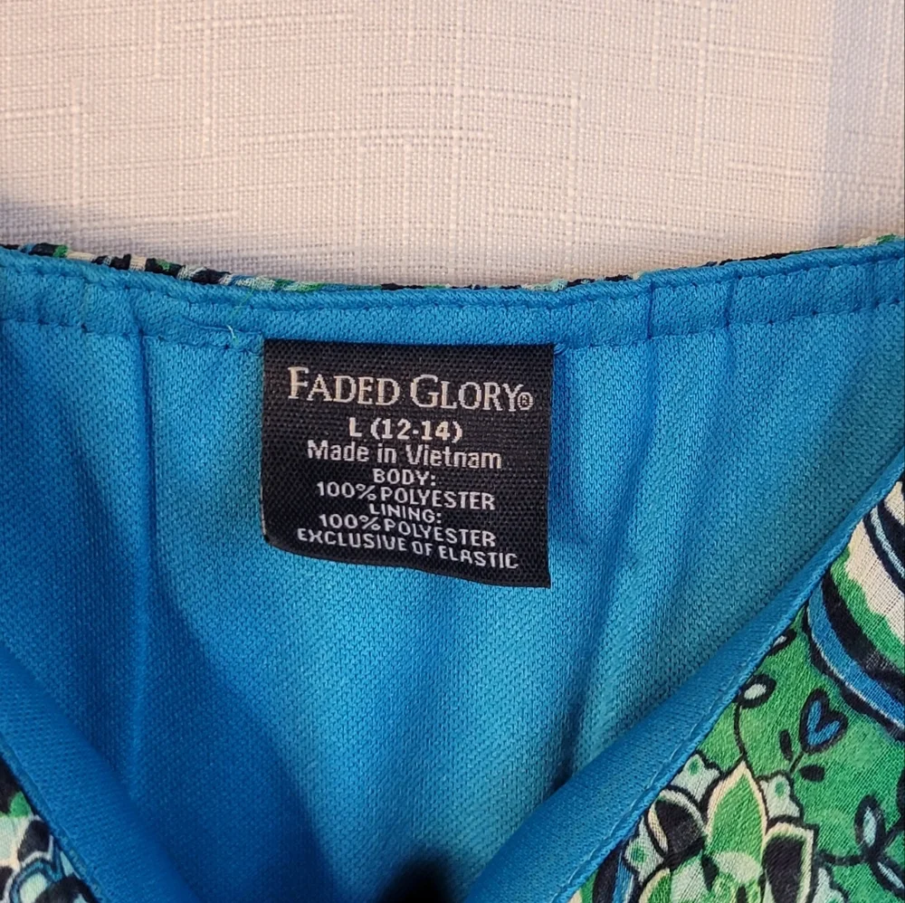 Maxi Dress Womens L Teal Green Medallion Print Ruffle Full Length Sleeve… - Picture 6 of 8